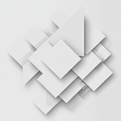 Fototapete - Modern abstract composition of layered geometric shapes in white and gray tones with soft shadows for design inspiration. Generative AI