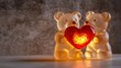 © Best Wishes Art - Cute gummy bears hugging heart, cozy Valentine's Day background, sweet romantic love. Social media template for business promotions.