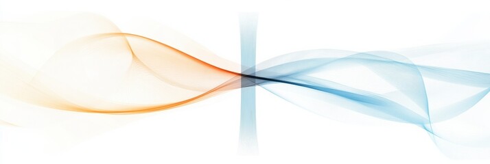 Leinwandbilder - Flowing waves of orange and blue create an abstract design for artistic backdrop or graphic use. Generative AI