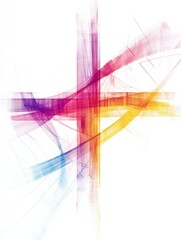 Leinwandbilder - Colorful abstract lines create dynamic visual flow in bright hues over a white background. Generative AI