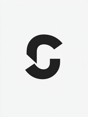 Poster - Modern black logo design featuring an abstract letter C with curved shapes and a minimalist aesthetic. Generative AI