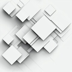 Aufkleber - Abstract white geometric shapes create a modern art composition in a minimalist style. Generative AI