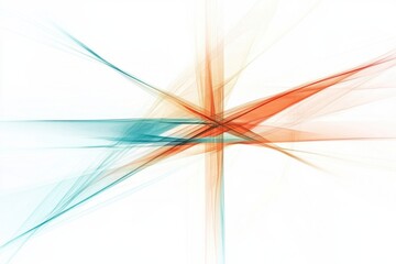 Leinwandbilder - Dynamic abstract design featuring intersecting lines in orange and teal colors on a light background. Generative AI