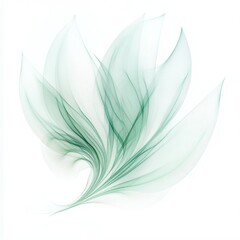 Poster - Elegant green swirl design resembling flowing leaves on a white background showcasing abstract artistry and delicate textures. Generative AI