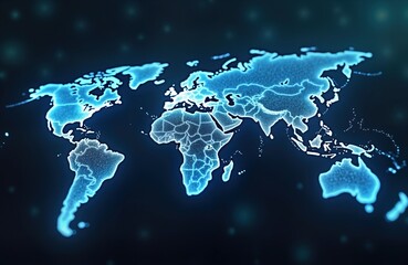 Fototapete - Digital world map Western Europe. Global network connectivity emphasized for AI-powered data transfer. Illustrates cyber tech network, telecommunication concepts. Dynamic illustration AI, global