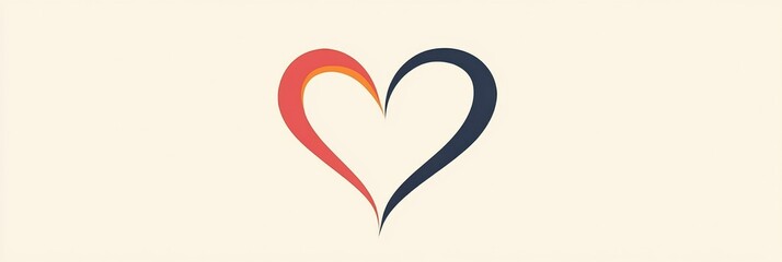 Aufkleber - Symbol of unity featuring a heart design in red and black colors representing love and connection. Generative AI