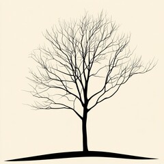 Poster - Bare tree silhouette against a plain background with visible branches and natural shape. Generative AI
