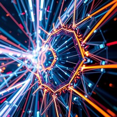 Wall Mural - neon octagonal energy burst