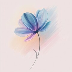 Aufkleber - Delicate blue flower with soft pastel background creating a serene and tranquil atmosphere. Generative AI
