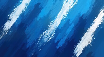 Poster - Abstract artistic design with diagonal blue, white brushstrokes. Modern, creative background suitable for presentations as template for graphic design projects. Vibrant blue background textured