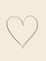 Aufkleber - Simple outline of a heart shape drawn with clean lines on a light background showcasing minimalist design. Generative AI