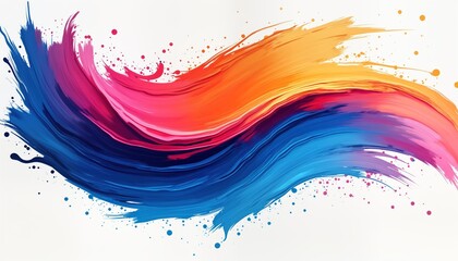 Aufkleber - Dynamic abstract paint streak with vibrant blue pink orange hues. Brushstrokes create lively texture. Colorful, modern design. Expressive paint splash. Acrylic paint on transparent background. Bold,