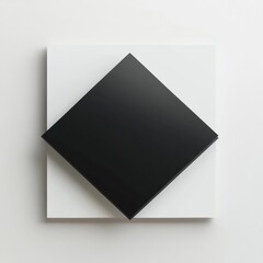 Poster - Black and white geometric art piece displayed on a clean wall focusing on contrast and simplicity in modern design elements. Generative AI