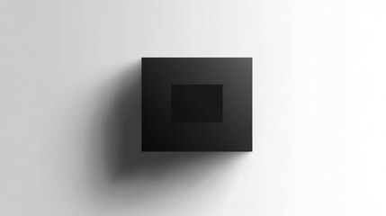 Poster - Modern black box casting a shadow on a white surface in minimalist design, showcasing simplicity and elegance. Generative AI