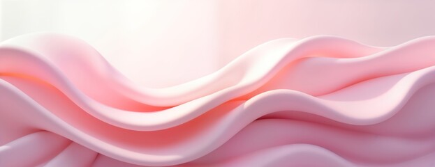 Aufkleber - Abstract illustration featuring flowing pink waves. Soft hues, smooth textures create elegant design. Ideal for wallpaper, fabric design, background. Illustration range of pink shades. Evokes sense