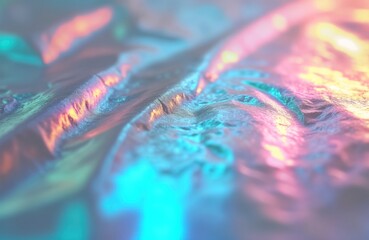 Aufkleber - Abstract holographic foil texture background with vibrant colors. Colorful spectrum of pastel hues. Blurred effect creates iridescent, shiny surface. Futuristic, trendy design. Looks like vibrant