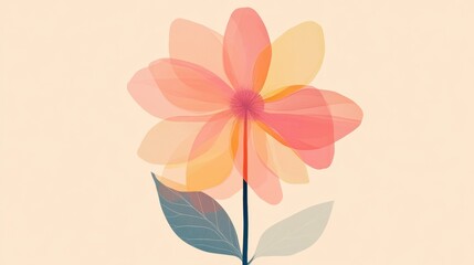 Poster - Bright floral design showcasing overlapping petals in soft pink and orange tones against a light background. Generative AI