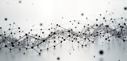 Fototapete - Abstract illustration shows complex network connections. Intricate lines, dots create sense of data flow. Modern tech concept. Suitable for tech companies, designers, anyone seeking dynamic, minimal