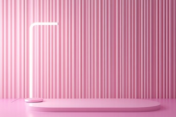 Wall Mural - Pink Minimalist Stage Design with Soft Lighting