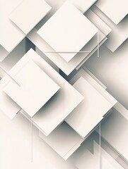 Poster - Abstract composition featuring layered geometric shapes in soft tones on a minimal background. Generative AI