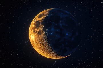 Wall Mural - a bright full moon shining in the dark night sky with stars visible in the background