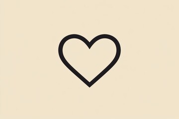 Aufkleber - Heart symbol in bold outline against a soft beige background illustrating love and affection concept visually. Generative AI
