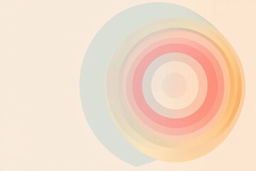 Leinwandbilder - Abstract design featuring concentric circles in soft pastel colors on a light background. Generative AI