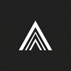 Fototapete - Triangular abstract design with layered white shapes on dark background in minimalistic style. Generative AI