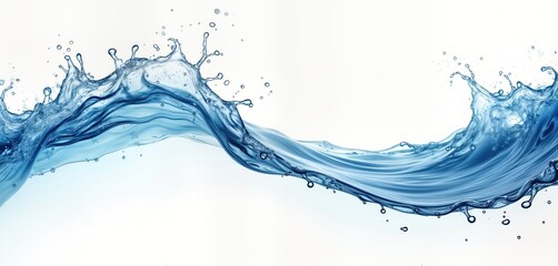 Aufkleber - Abstract image of flowing clean water. Liquid motion creates dynamic splash, ripple effect. Clear water waves smoothly flow against pure white background. Freshness, purity visually highlighted.