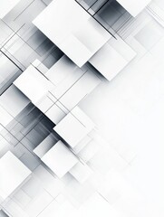 Aufkleber - Abstract composition of interlocking white cubes with fine lines on a light background creating a modern aesthetic. Generative AI