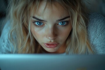Wall Mural - a person examining computer display