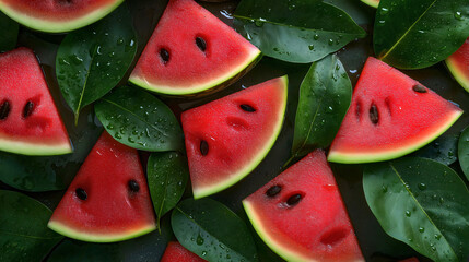 Juicy Watermelon Slice Seamless Background Pattern for Fresh Tropics