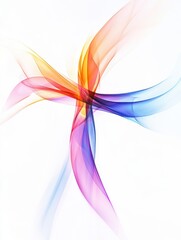 Aufkleber - Colorful abstract design featuring flowing curves in shades of red, blue, and orange against a light background. Generative AI