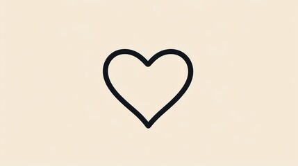 Aufkleber - Simple black heart outline on beige background representing love and affection in minimalist style. Generative AI