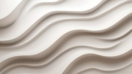 Leinwandbilder - Textured wall design featuring flowing wave patterns in neutral tones for modern interior decor. Generative AI