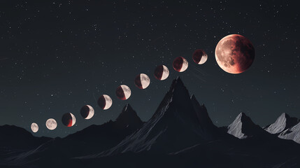 Wall Mural - Astro-chic: a stellar night sky with a full moon generative ai. Lunar Eclipse. Illustration