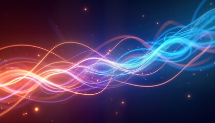Poster - Abstract light trails form dynamic organic patterns. Vibrant colours create energy. Light waves flow in abstract pattern. Stylish illustration perfect for modern tech designs eco themes. Excellent