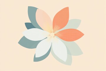 Poster - Colorful abstract flower design with various petal shapes and soft pastel tones for artistic inspiration. Generative AI