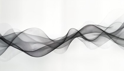 Aufkleber - Abstract futuristic wave design. Dynamic black, white particles form flowing wave. Modern digital style. Big data visualization concept. Futuristic abstract background. Trendy tech design. Suitable