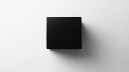 Leinwandbilder - Minimalist black cube on a white surface casting a subtle shadow in a bright, modern setting. Generative AI