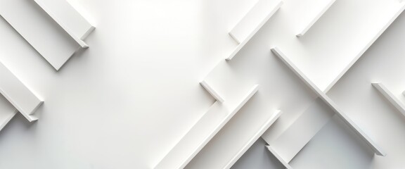 Fototapete - Abstract white geometric pattern. Interlocking shapes, lines create complex structure. Modern design. Clean lines. Suitable for tech, design, architectural projects. Wallpaper wall decor option.