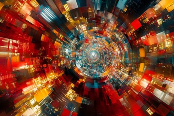 Wall Mural - Global travel through the lens of futurist aesthetics, intertwined with apocalypse art