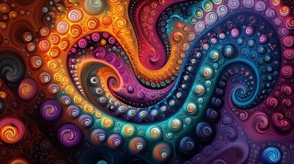 abstract swirling colorful spirals, vibrant art background