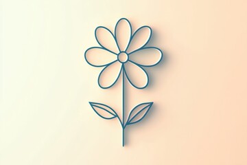 Poster - Simple floral line design in blue against a soft pastel background for modern graphic appeal. Generative AI