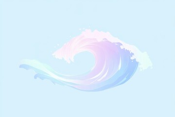 Aufkleber - Colorful wave illustration with pastel shades on a light background, representing motion and tranquility in nature. Generative AI