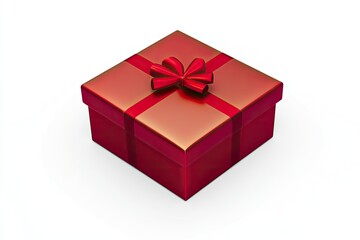 Wall Mural - A beautifully wrapped red gift box with a shiny bow, symbolizing celebration and joy