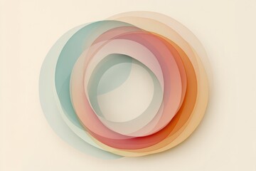 Fototapete - Colorful overlapping circles create a harmonious visual effect on a soft background in a minimalist design approach. Generative AI