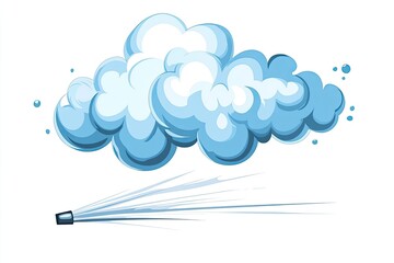 Cartoon illustration of a blue cloud with spray effect, conveying freshness and airiness