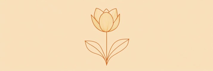 Poster - Stylized illustration of a tulip flower with simple lines and warm colors on a soft background. Generative AI