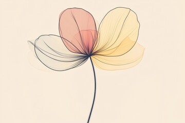 Aufkleber - Delicate flower illustration showcasing soft colors and intricate details on a light background. Generative AI